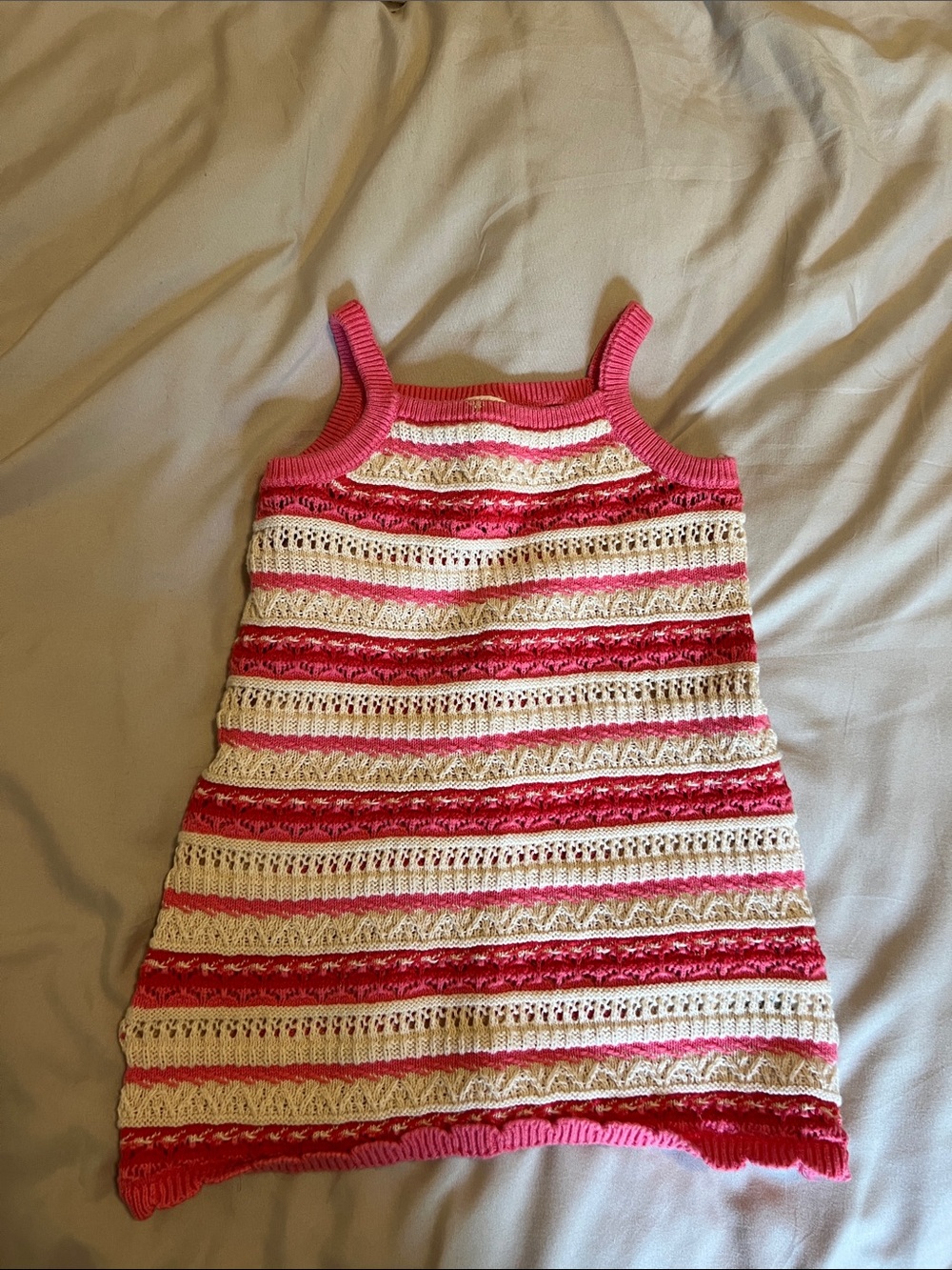 Zara Pink and Cream Striped Knit Dress for Kids